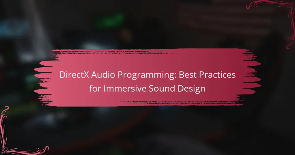 DirectX Audio Programming: Best Practices for Immersive Sound Design