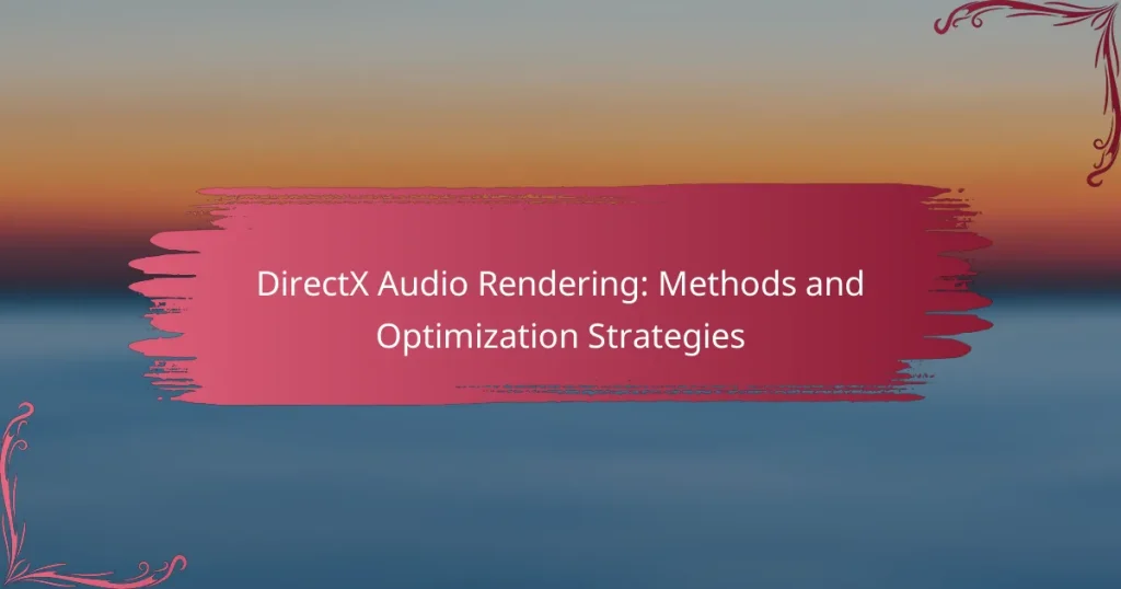 DirectX Audio Rendering: Methods and Optimization Strategies