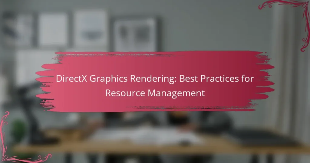 DirectX Graphics Rendering: Best Practices for Resource Management