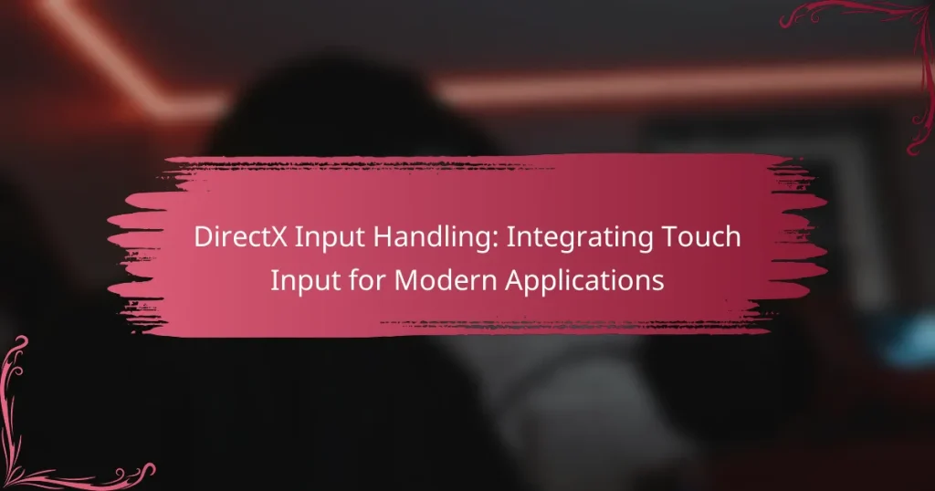 DirectX Input Handling: Integrating Touch Input for Modern Applications