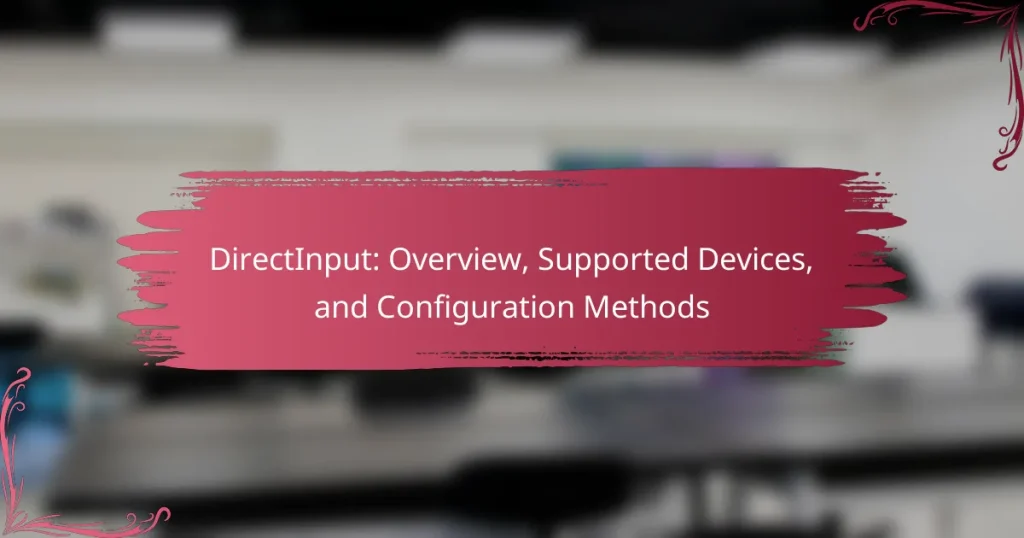DirectInput: Overview, Supported Devices, and Configuration Methods