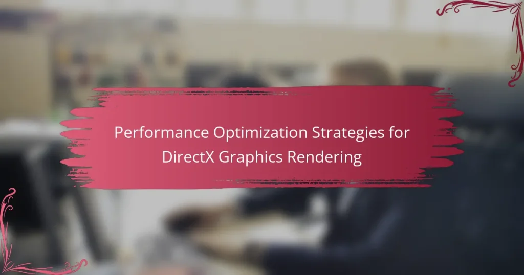 Performance Optimization Strategies for DirectX Graphics Rendering