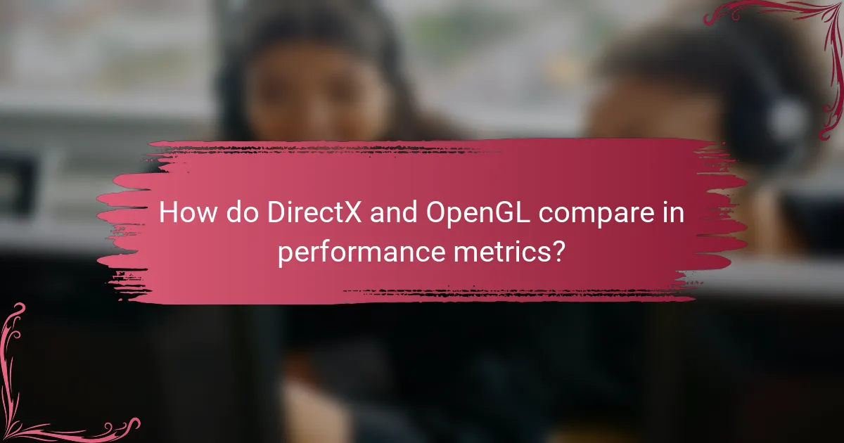 How do DirectX and OpenGL compare in performance metrics?