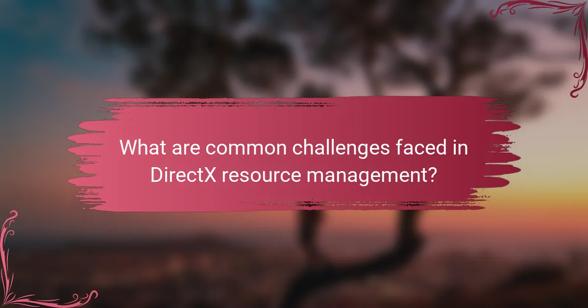 What are common challenges faced in DirectX resource management?