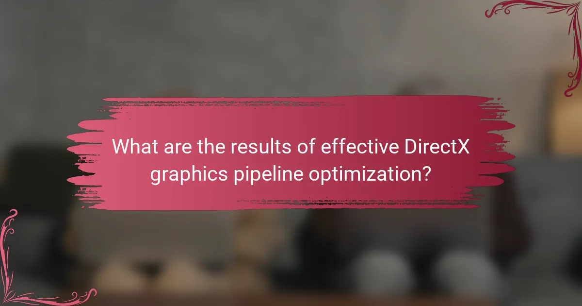 What are the results of effective DirectX graphics pipeline optimization?