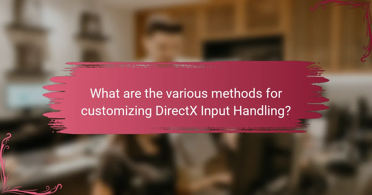 What are the various methods for customizing DirectX Input Handling?