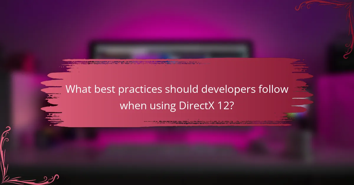 What best practices should developers follow when using DirectX 12?