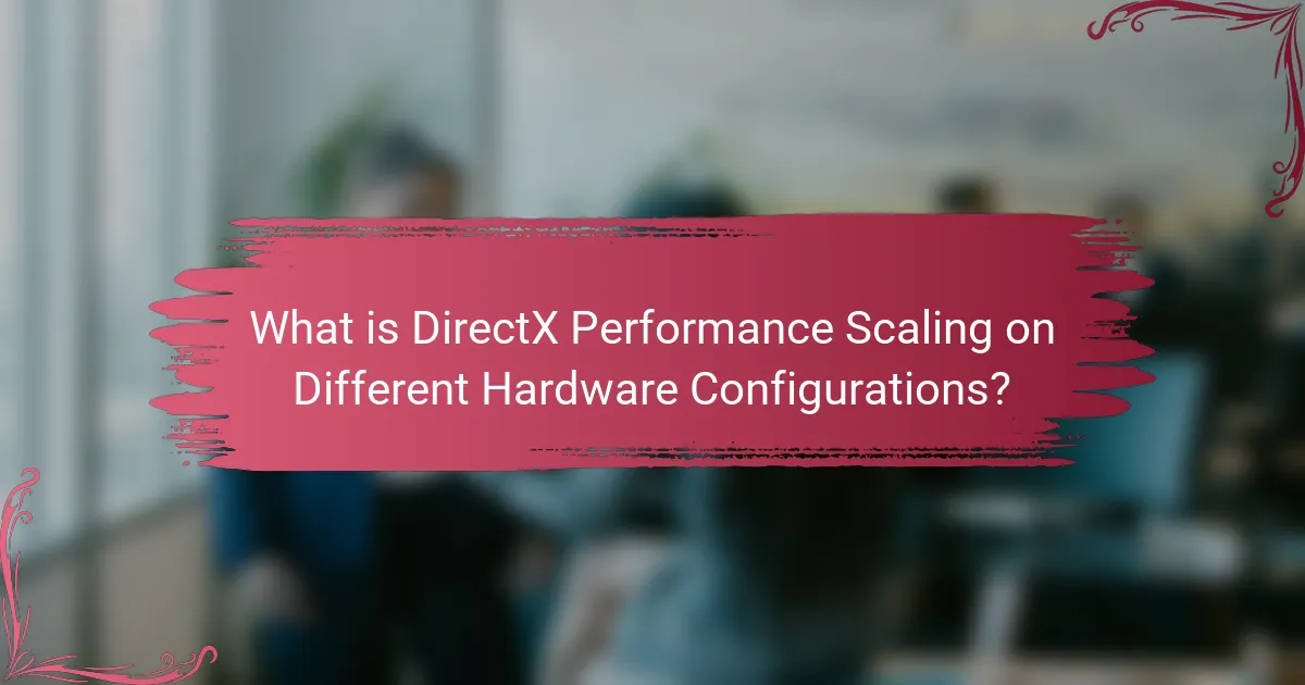 What is DirectX Performance Scaling on Different Hardware Configurations?