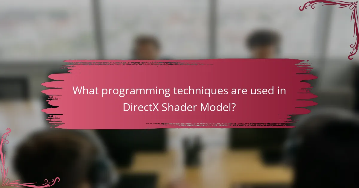 What programming techniques are used in DirectX Shader Model?