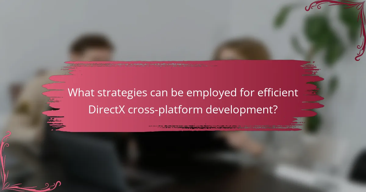 What strategies can be employed for efficient DirectX cross-platform development?